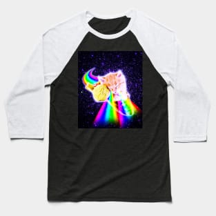 Rainbow Laser Eyes Galaxy Cat Riding Taco Baseball T-Shirt